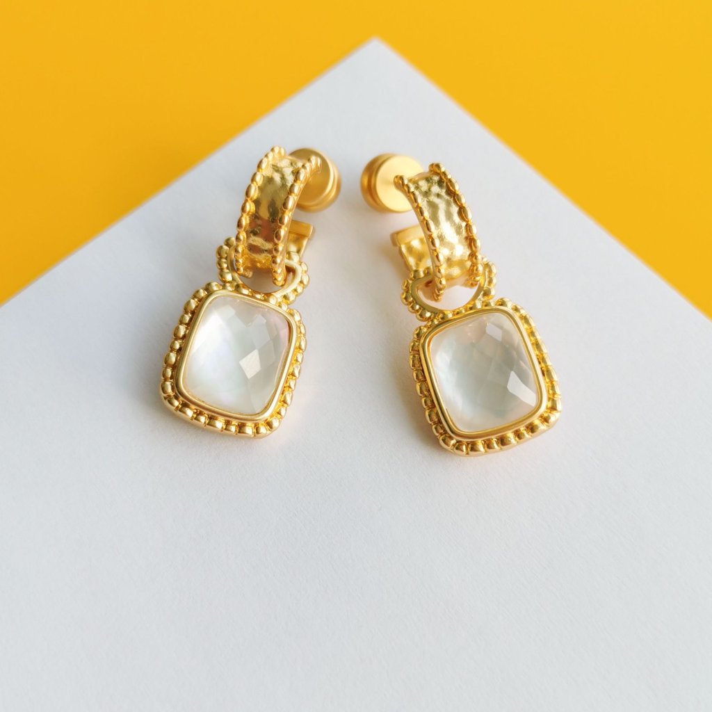 Marbella Gold Clear Crystal Hoop & Charm Earrings By Julie Vos
